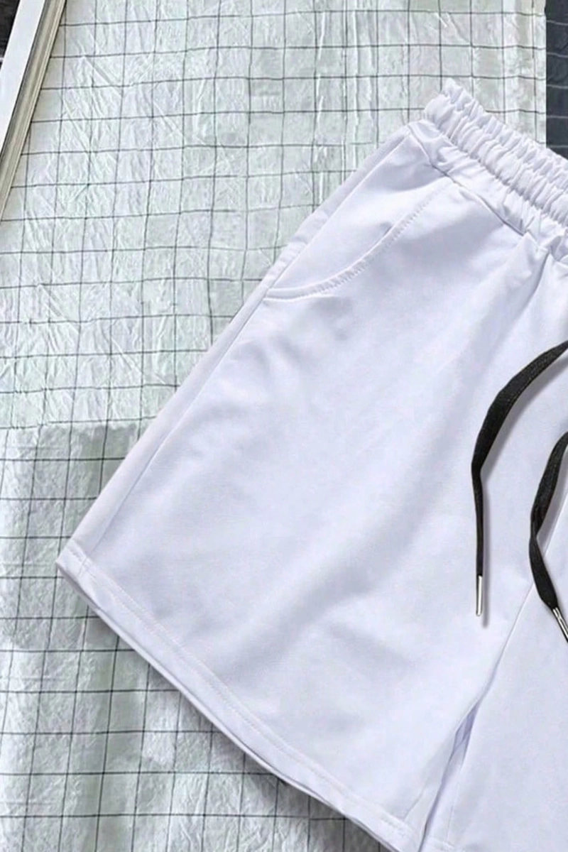 Erkek Harfli Grafik Bağcıklı Bel Şort Jogger Antrenman Baba Ve Ben