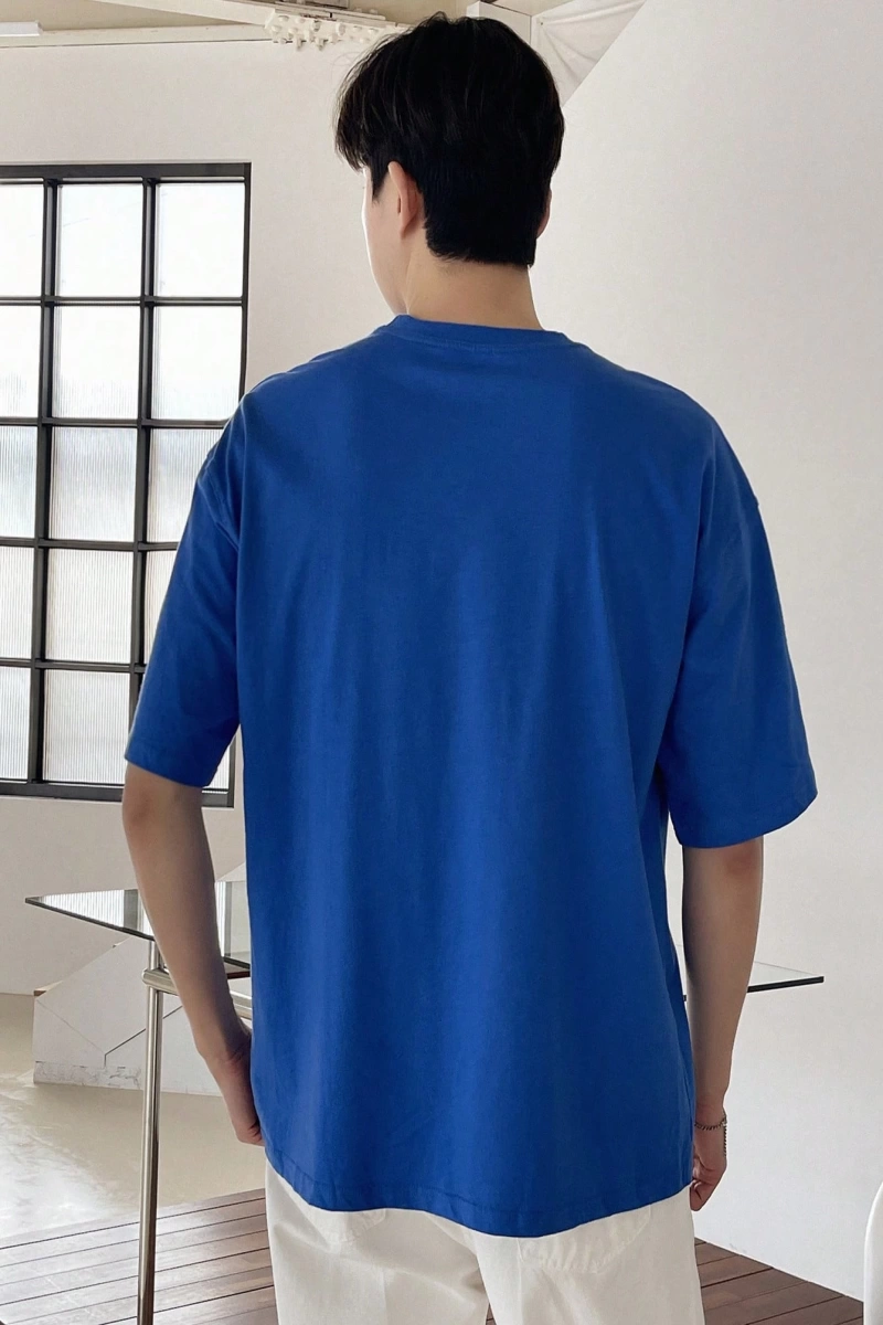 Erkek Harfli Grafik Düşük Omuzlu Tişört Yaz