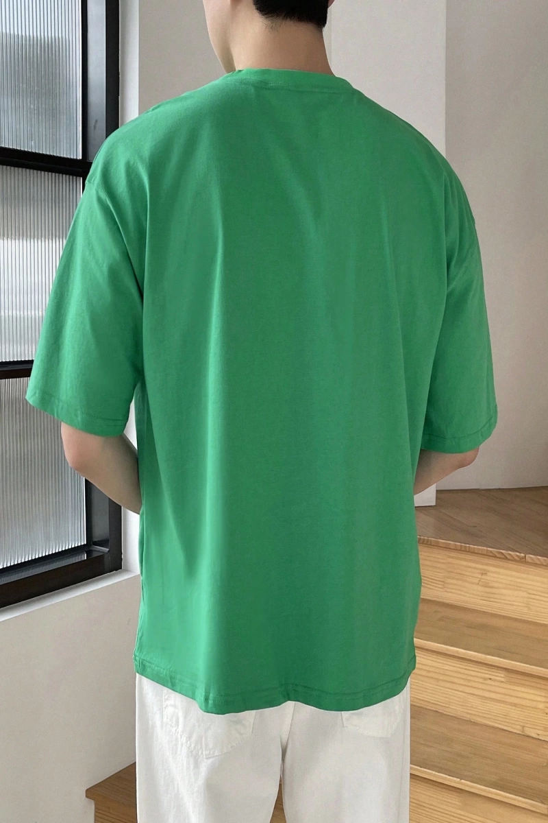 Erkek Harfli Grafik Düşük Omuzlu Tişört Yaz