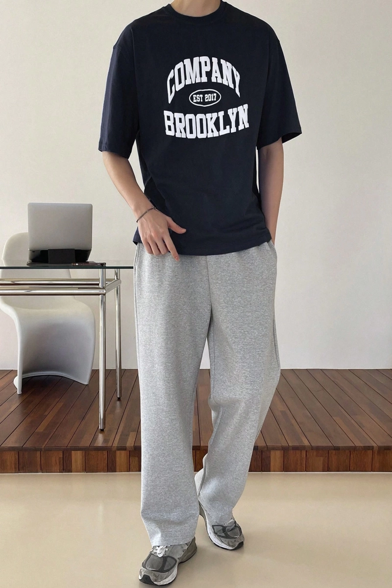 Erkek Harfli Grafik Düşük Omuzlu Tişört Yaz