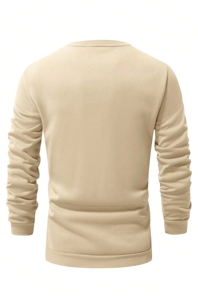 Erkek Harfli Grafik Sweatshirt Dışarı Çıkma Mürettebat Yaka Siyah Grafik Uzun
