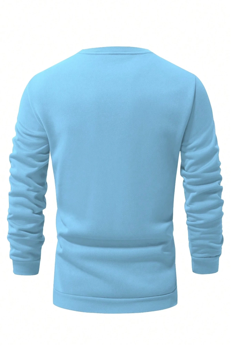 Erkek Harfli Grafik Sweatshirt Dışarı Çıkma Mürettebat Yaka Siyah Grafik Uzun