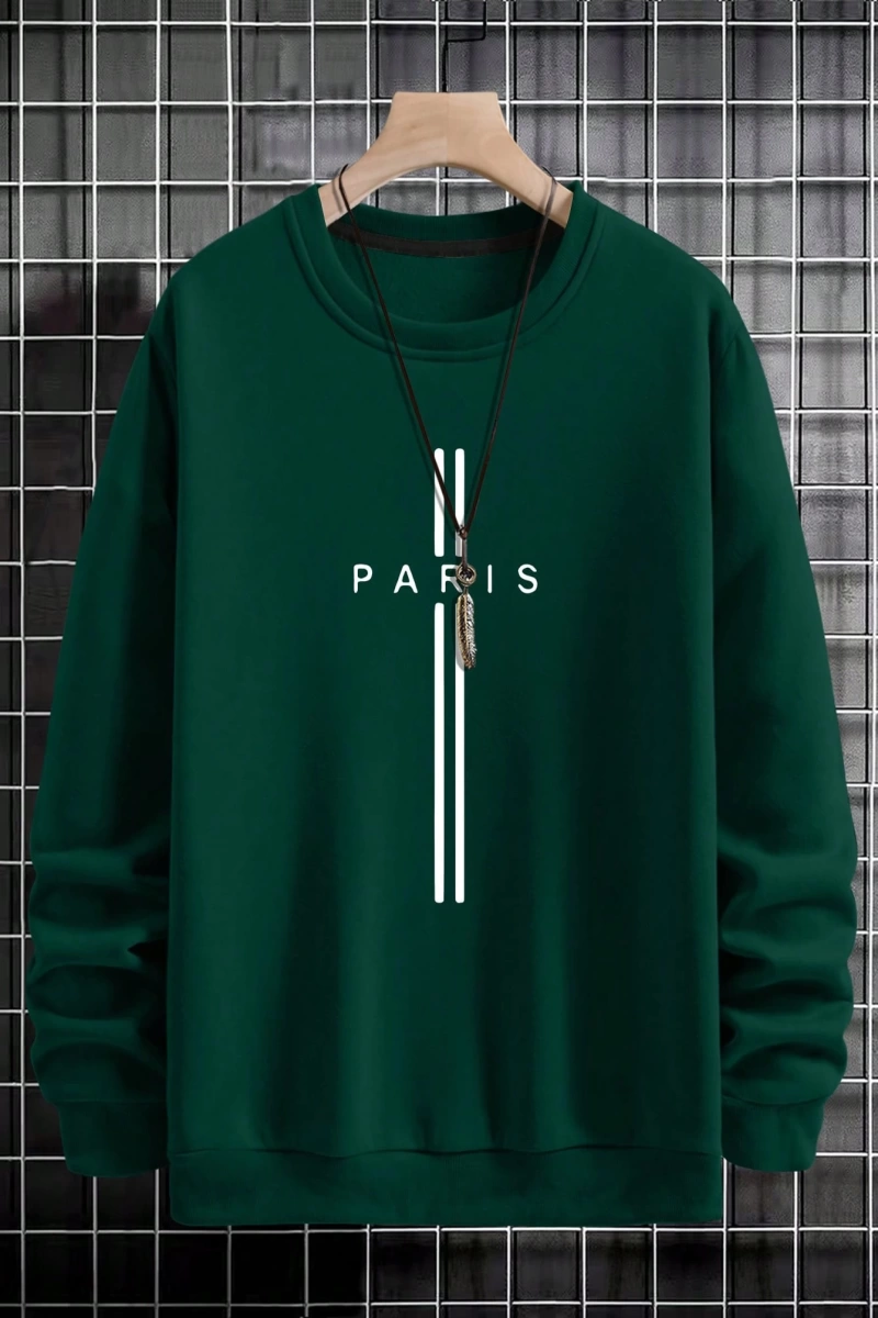 Erkek Harfli Grafik Sweatshirt Dışarı Çıkma Mürettebat Yaka Siyah Grafik Uzun