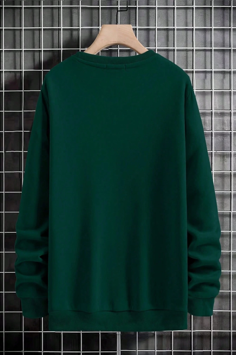 Erkek Harfli Grafik Sweatshirt Dışarı Çıkma Mürettebat Yaka Siyah Grafik Uzun