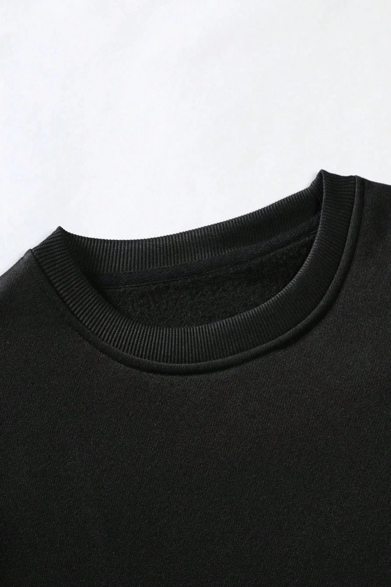 Erkek Harfli Grafik Sweatshirt Dışarı Çıkma Mürettebat Yaka Siyah Grafik Uzun