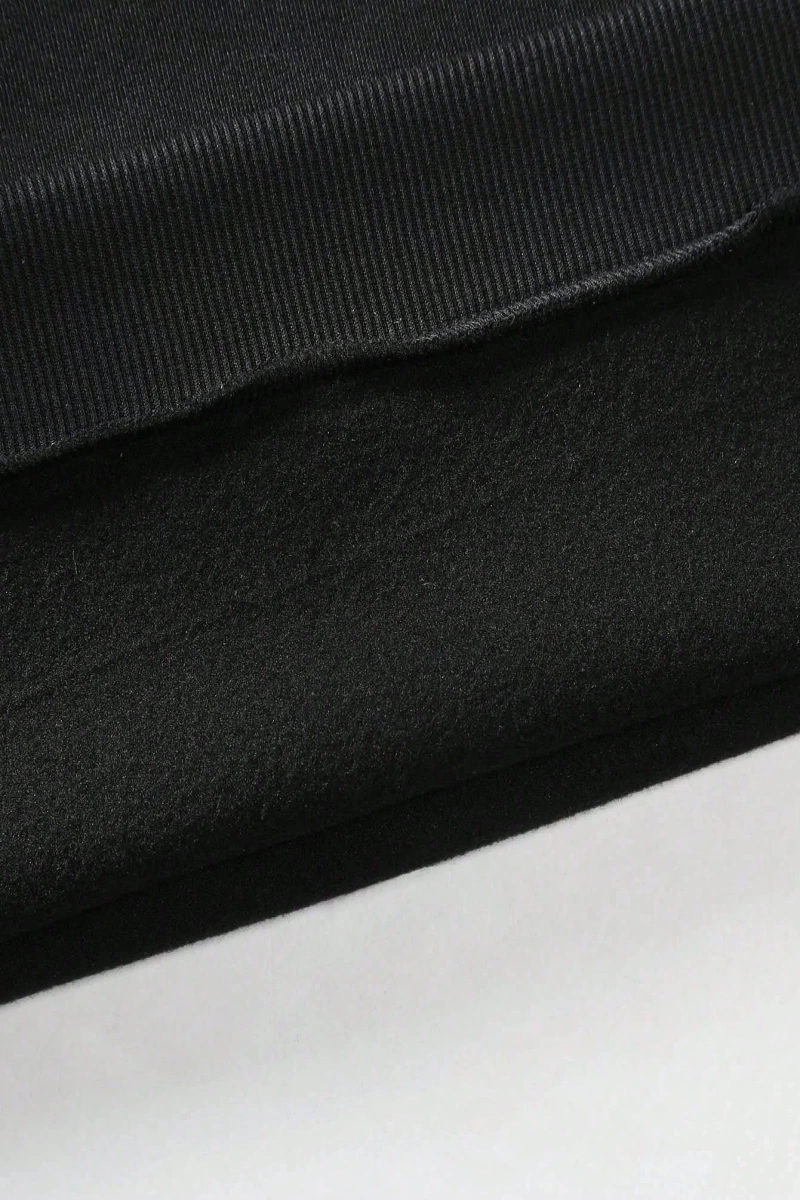 Erkek Harfli Grafik Sweatshirt Dışarı Çıkma Mürettebat Yaka Siyah Grafik Uzun