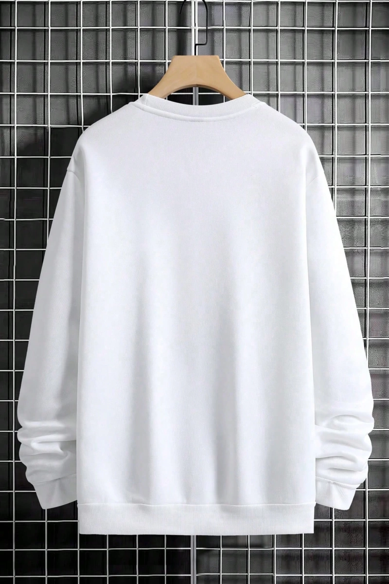 Erkek Harfli Grafik Sweatshirt Dışarı Çıkma Mürettebat Yaka Siyah Grafik Uzun