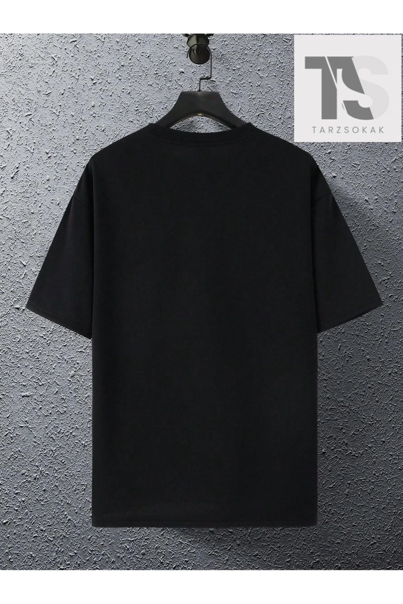 Erkek Heykel Ve Yazı Baskılı T-Shirt