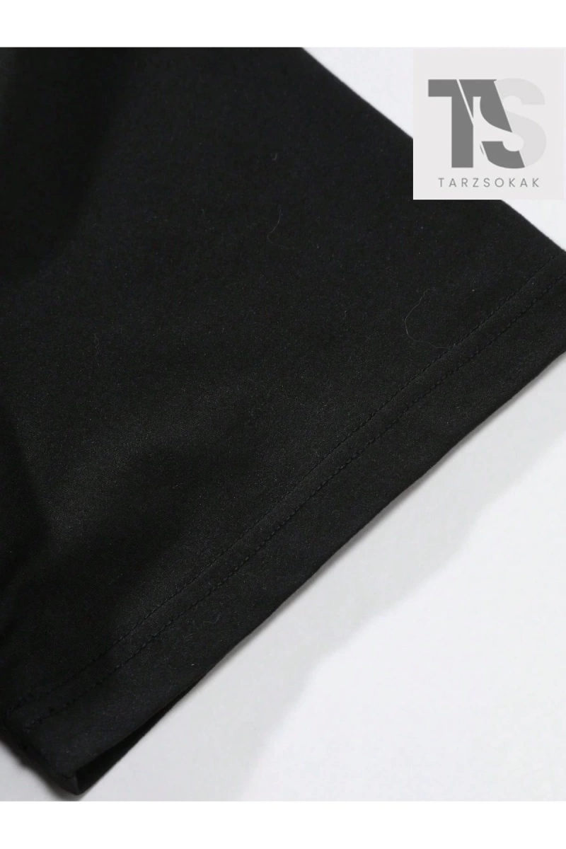 Erkek Kanat Ve Çapraz Desenli Yuvarlak Yaka T-shirt