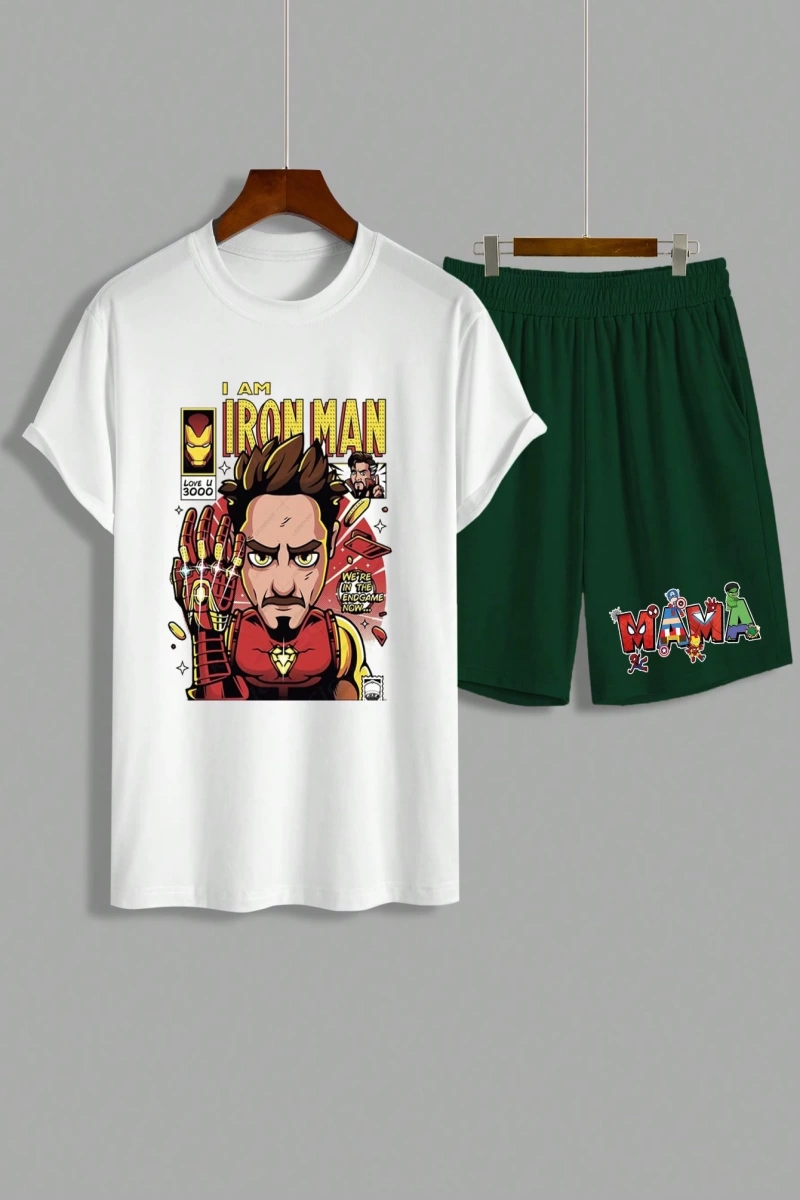 Erkek Kartal Baskılı Günlük Kısa Kollu Tişört ve Pantolon Set