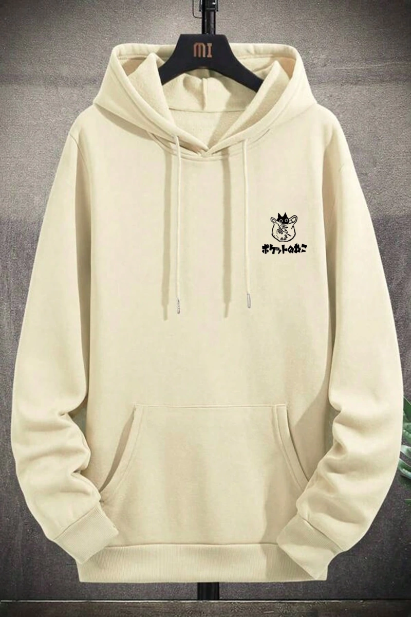 Erkek Kedi Grafik Baskılı Günlük Kazak Polar Kapşonlu Kapşonlu Sweatshirt