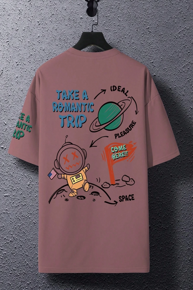 Erkek Komik Graffiti Karikatür Baskılı Bol Kesim Kısa Kollu Tişört, Erkek Ark