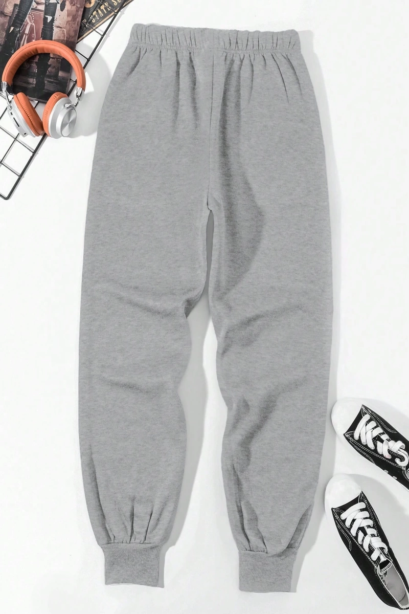 Erkek Mektup Baskılı Bağcıklı Bel Jogger Pantolon