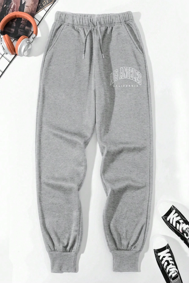 Erkek Mektup Baskılı Bağcıklı Bel Jogger Pantolon