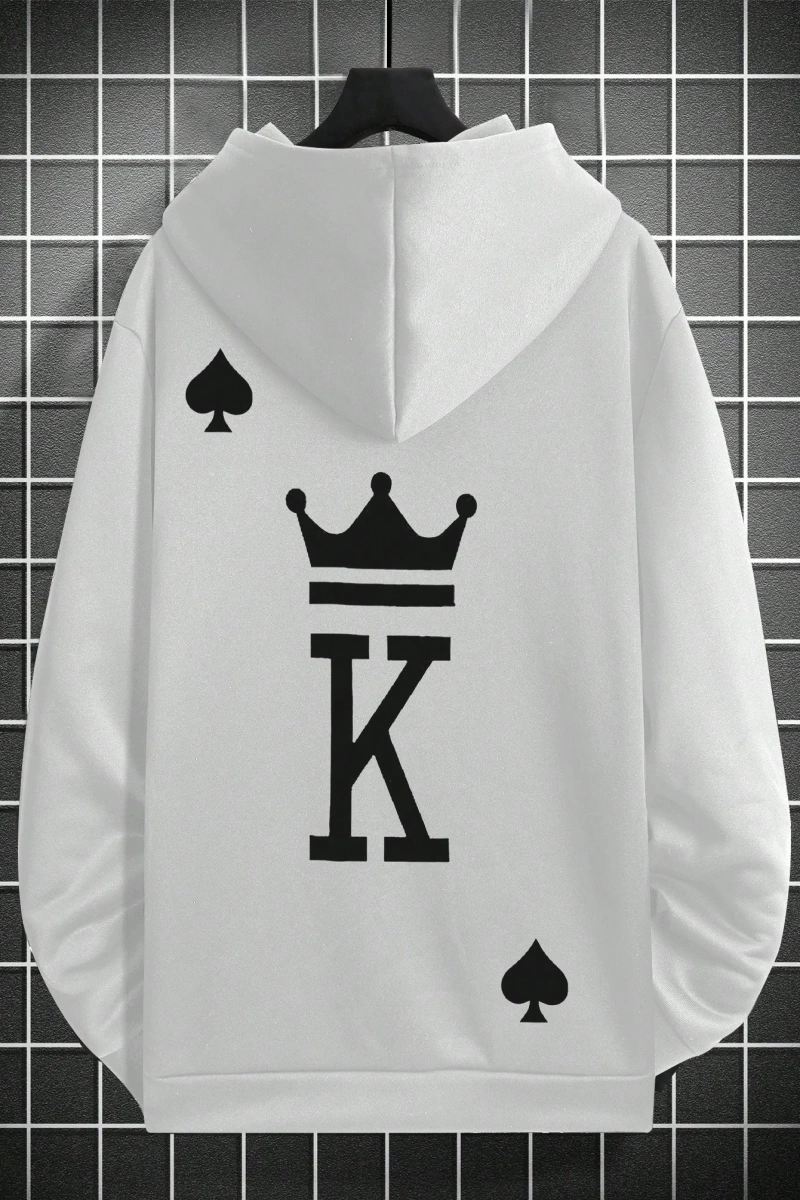 Erkek Mektup Baskılı Günlük Kapüşonlu Sweatshirt, Günlük Giyim İçin Uzun Koll