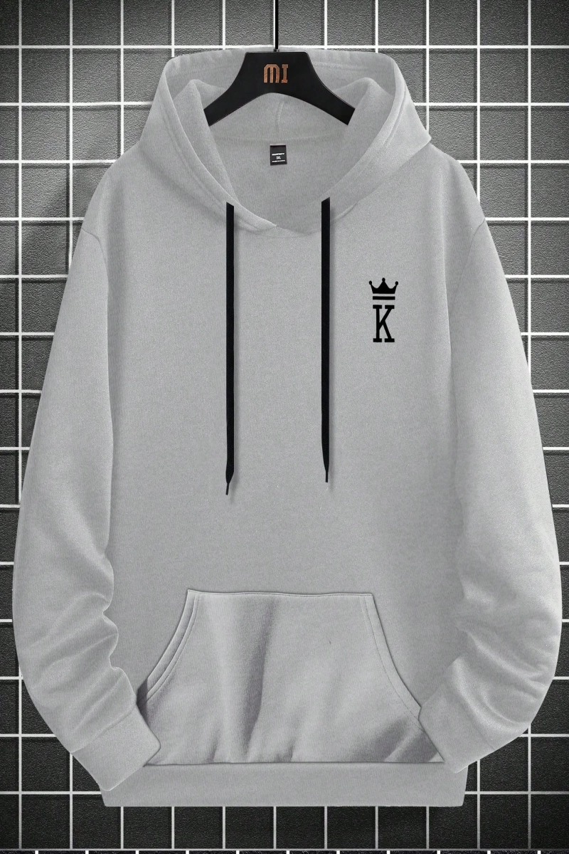 Erkek Mektup Baskılı Günlük Kapüşonlu Sweatshirt, Günlük Giyim İçin Uzun Koll