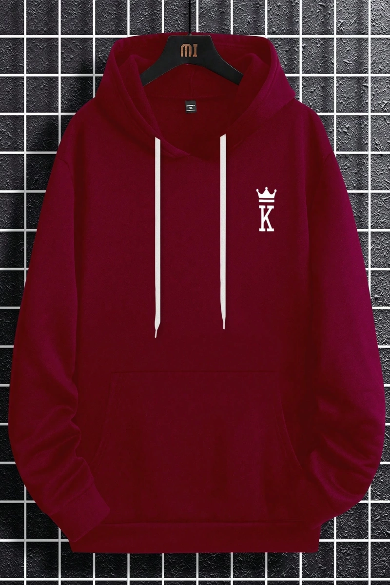 Erkek Mektup Baskılı Günlük Kapüşonlu Sweatshirt, Günlük Giyim İçin Uzun Koll