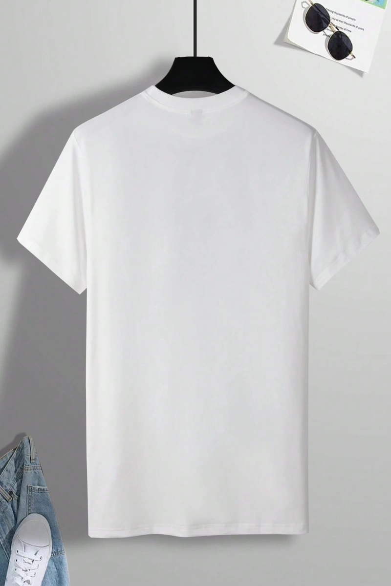 Erkek Mektup Baskılı Kısa Kollu Slim Fit Tişört
