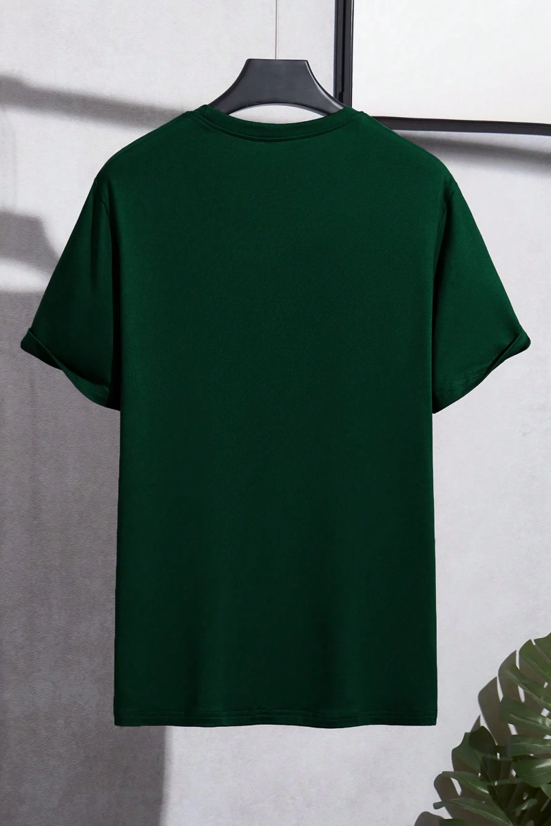 Erkek Mektup Baskılı Kısa Kollu Slim Fit Tişört