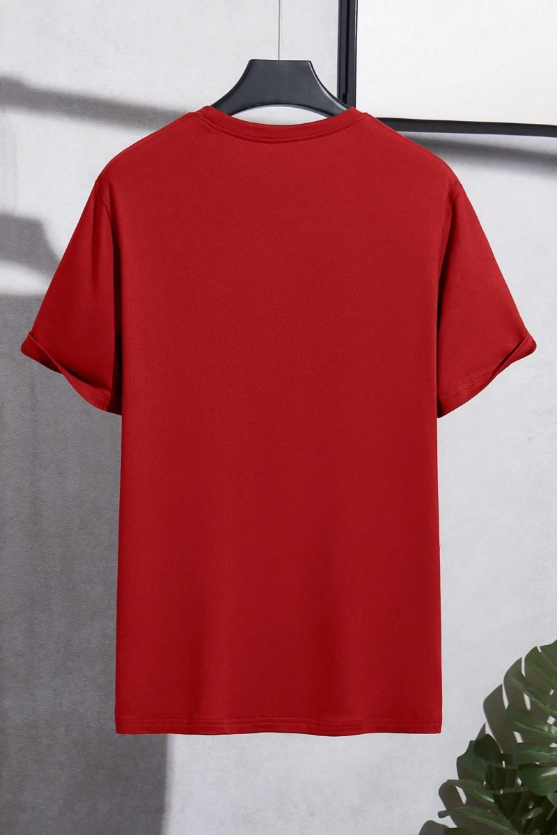Erkek Mektup Baskılı Kısa Kollu Slim Fit Tişört