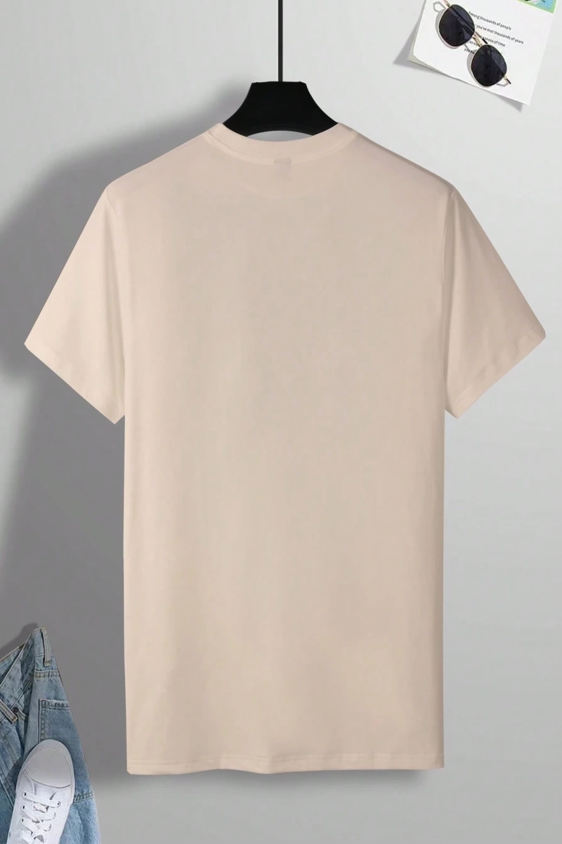 Erkek Mektup Baskılı Kısa Kollu Slim Fit Tişört
