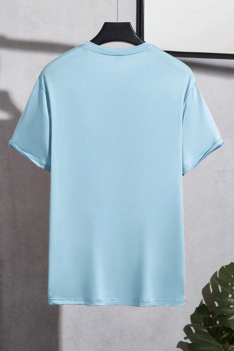 Erkek Mektup Baskılı Kısa Kollu Slim Fit Tişört