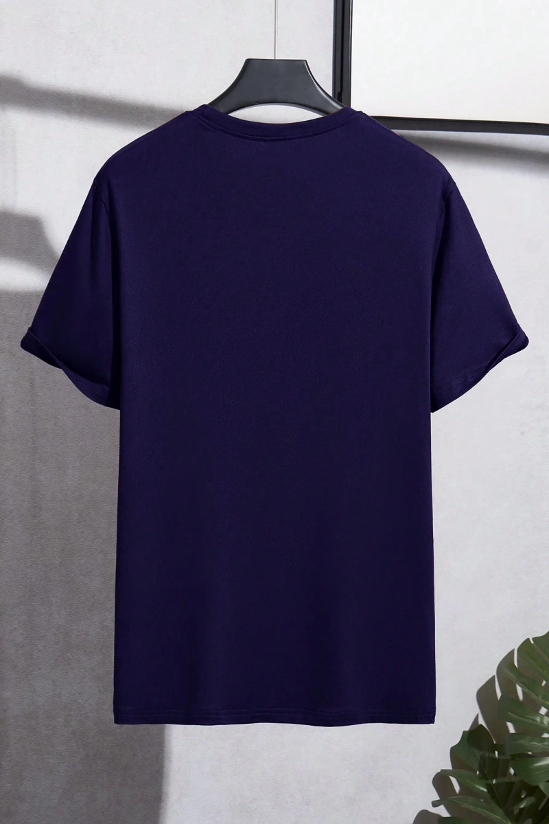 Erkek Mektup Baskılı Kısa Kollu Slim Fit Tişört
