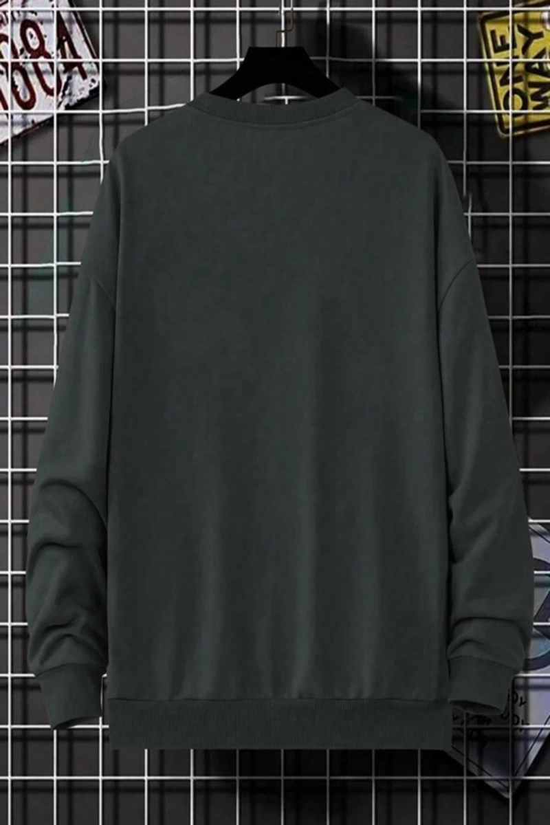 Erkek Mektup Baskılı Mürettebat Yaka Günlük Polar Sweatshirt