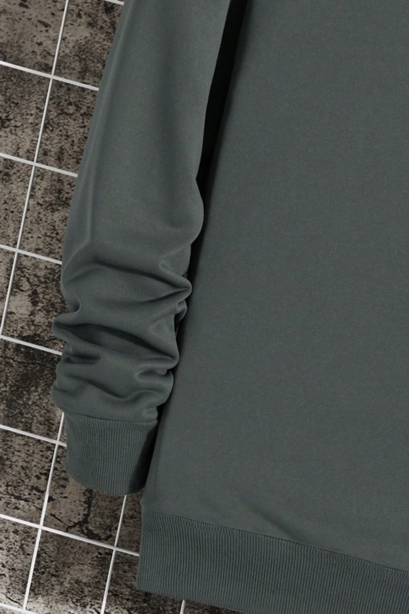 Erkek Mektup Baskılı Mürettebat Yaka Günlük Polar Sweatshirt