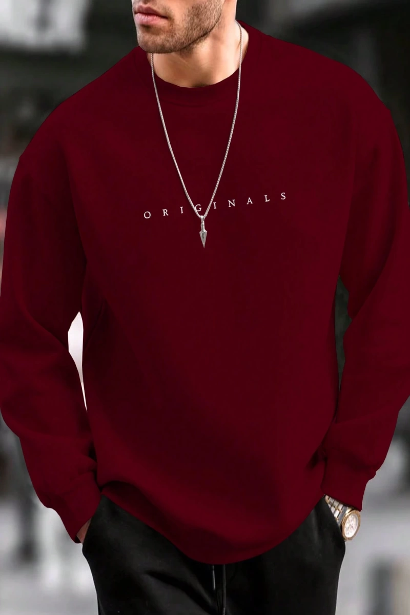 Erkek Mektup Baskılı Uzun Kollu Dışarı Çıkma Sweatshirt