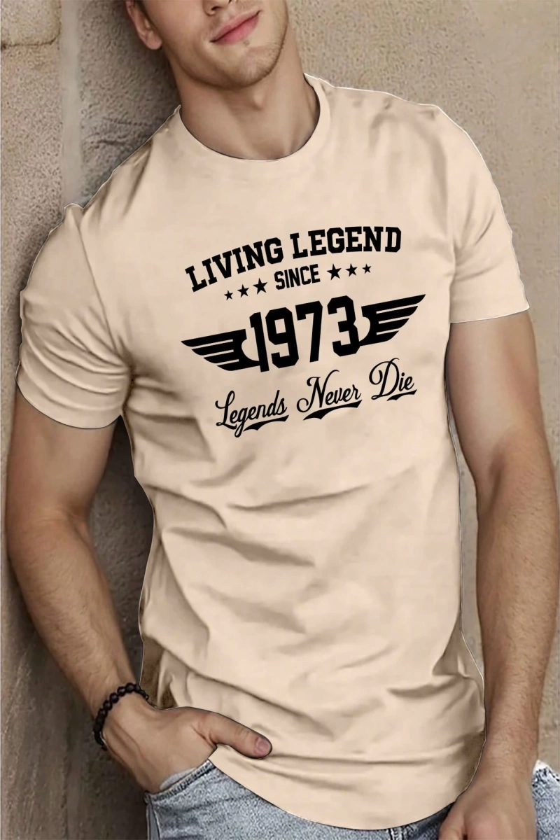 Erkek Mektup Baskılı Yuvarlak Yaka Kısa Kollu Rahat Slim Fit Tişört Erkekler