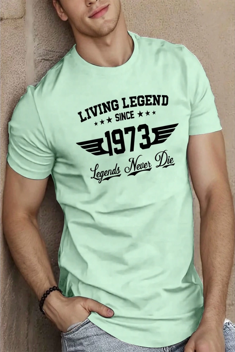 Erkek Mektup Baskılı Yuvarlak Yaka Kısa Kollu Rahat Slim Fit Tişört Erkekler