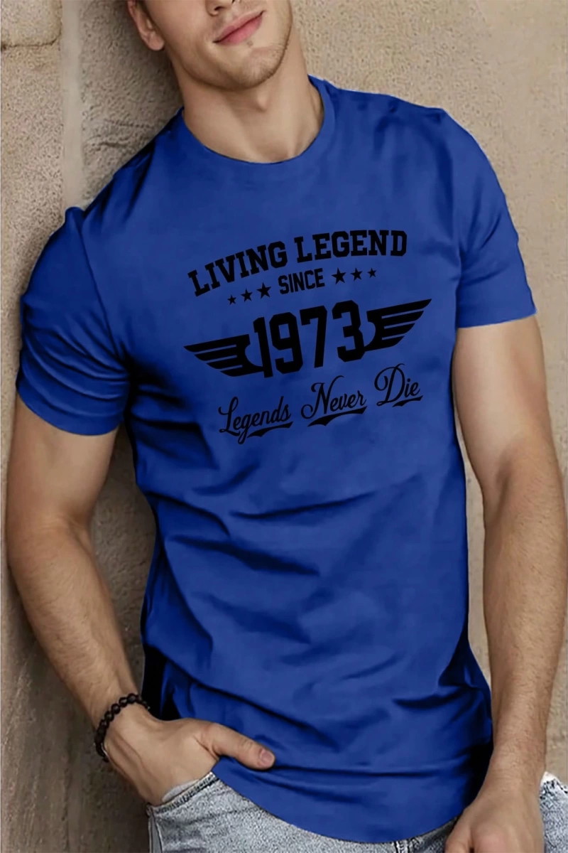 Erkek Mektup Baskılı Yuvarlak Yaka Kısa Kollu Rahat Slim Fit Tişört Erkekler