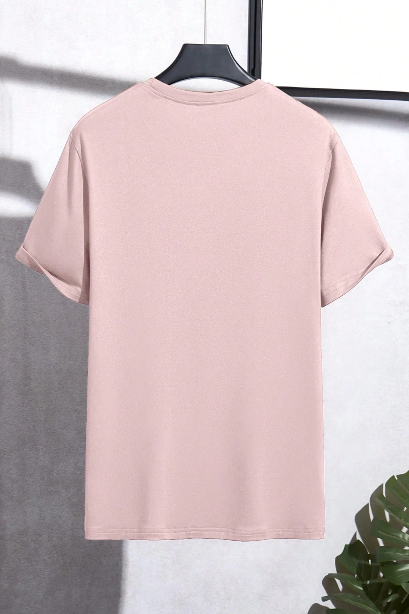 Erkek Mektup Baskılı Yuvarlak Yaka Kısa Kollu Rahat Slim Fit Tişört Erkekler