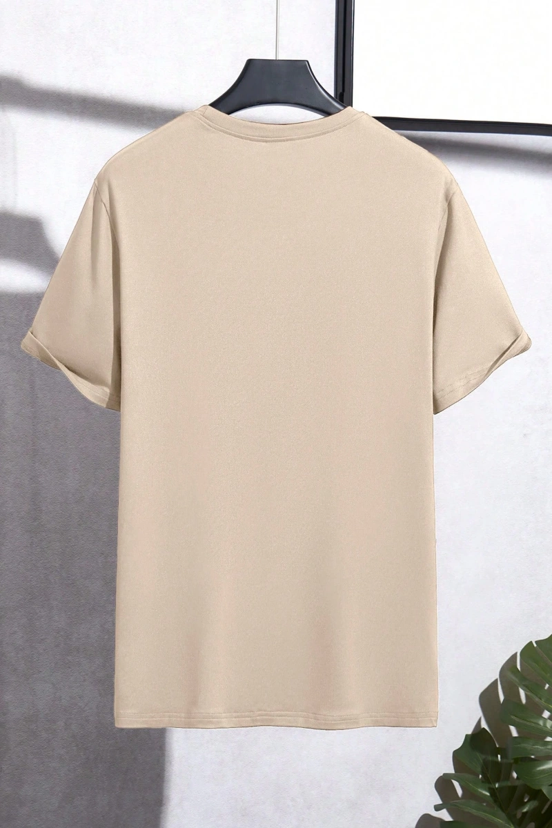 Erkek Mektup Baskılı Yuvarlak Yaka Kısa Kollu Rahat Slim Fit Tişört Erkekler