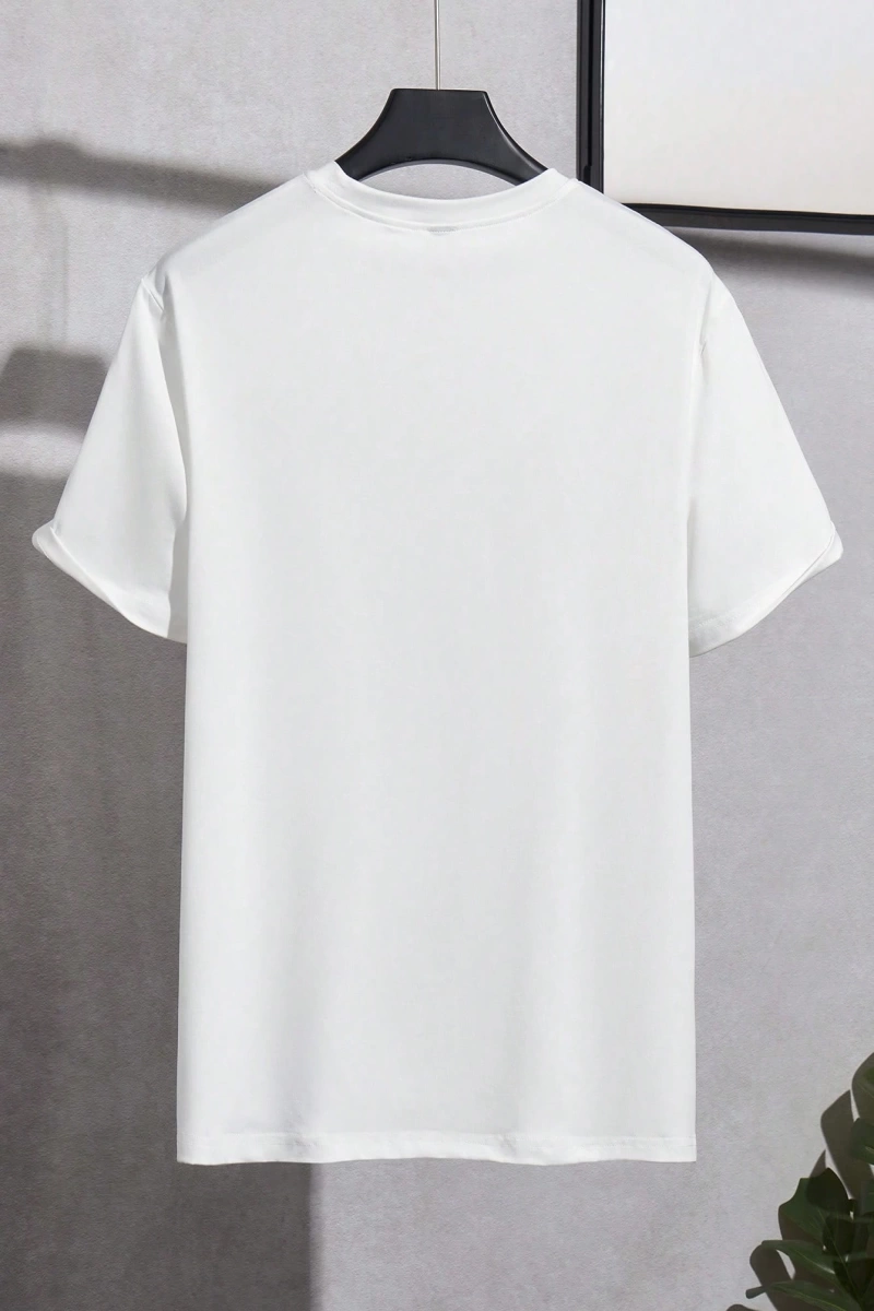 Erkek Mektup Baskılı Yuvarlak Yaka Kısa Kollu Rahat Slim Fit Tişört Erkekler