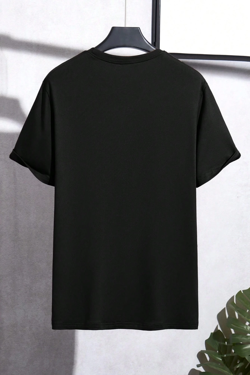 Erkek Mektup Baskılı Yuvarlak Yaka Kısa Kollu Rahat Slim Fit Tişört Erkekler
