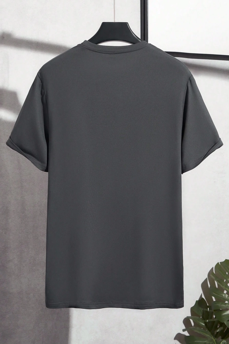 Erkek Mektup Baskılı Yuvarlak Yaka Kısa Kollu Rahat Slim Fit Tişört Erkekler