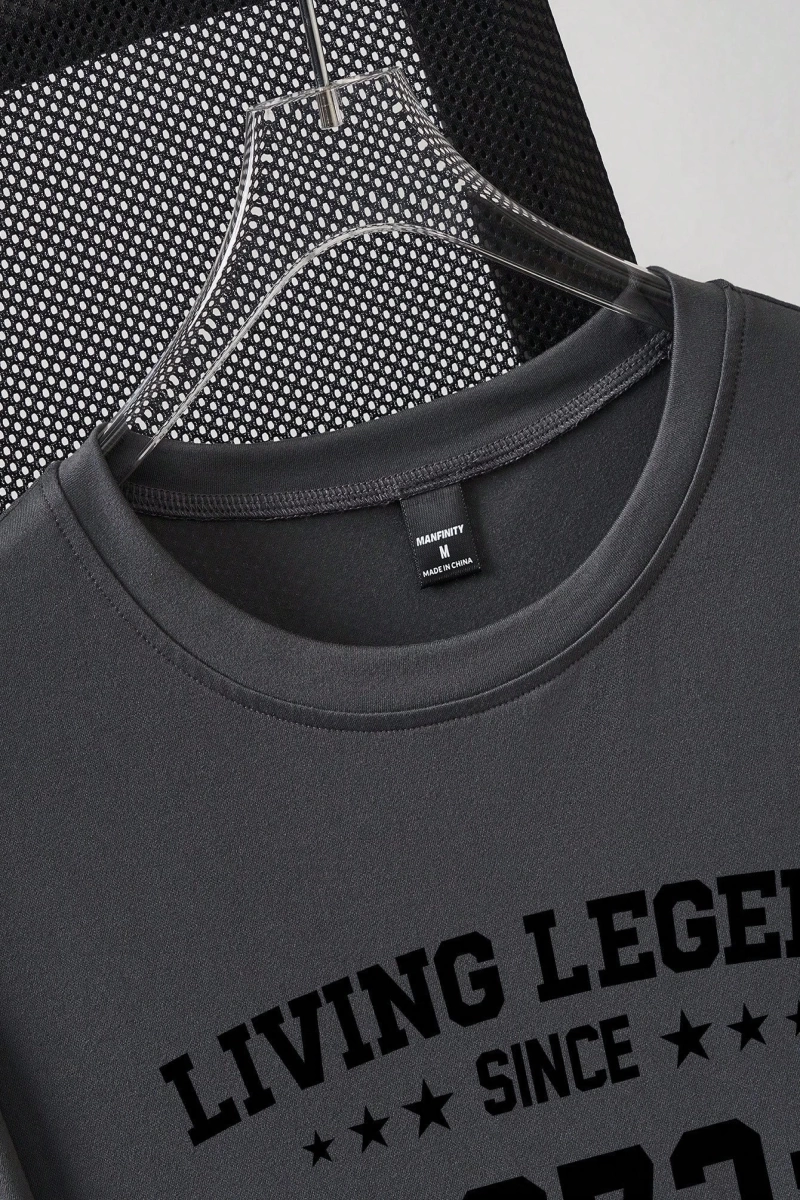 Erkek Mektup Baskılı Yuvarlak Yaka Kısa Kollu Rahat Slim Fit Tişört Erkekler