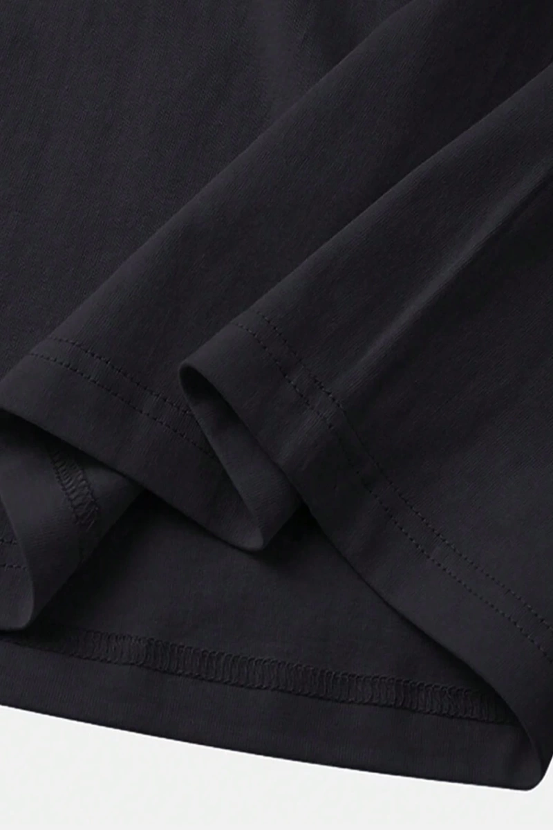 Erkek Moda Sokak Grafik Baskılı Bol Kesim Siyah Kısa Kollu Tişört