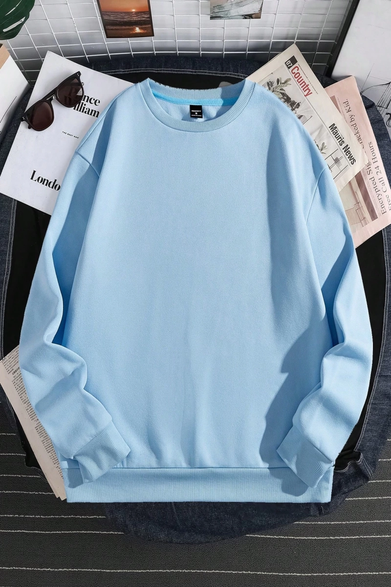 Erkek Modası Rahat Komik Bükülmüş Harf ve Çiçek Baskılı Büyük Boy Polar Sweat