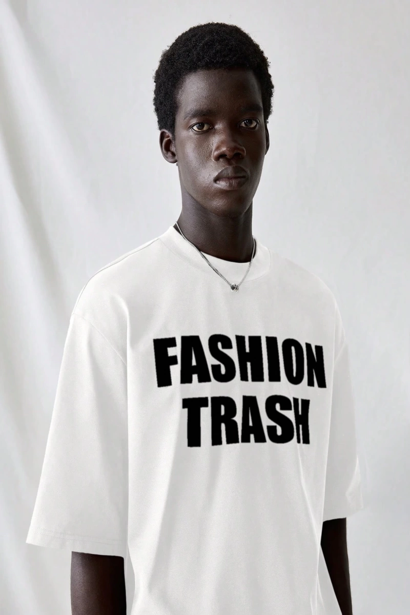 Erkek Modası Rahat Moda Kentsel İngilizce Harf Metin Grafik Baskı Bol Kesim Kısa Kollu