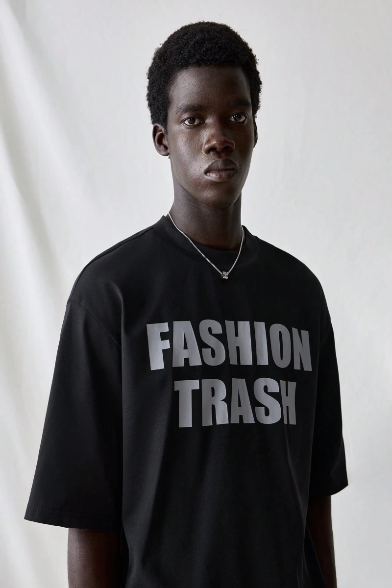 Erkek Modası Rahat Moda Kentsel İngilizce Harf Metin Grafik Baskı Bol Kesim Kısa Kollu
