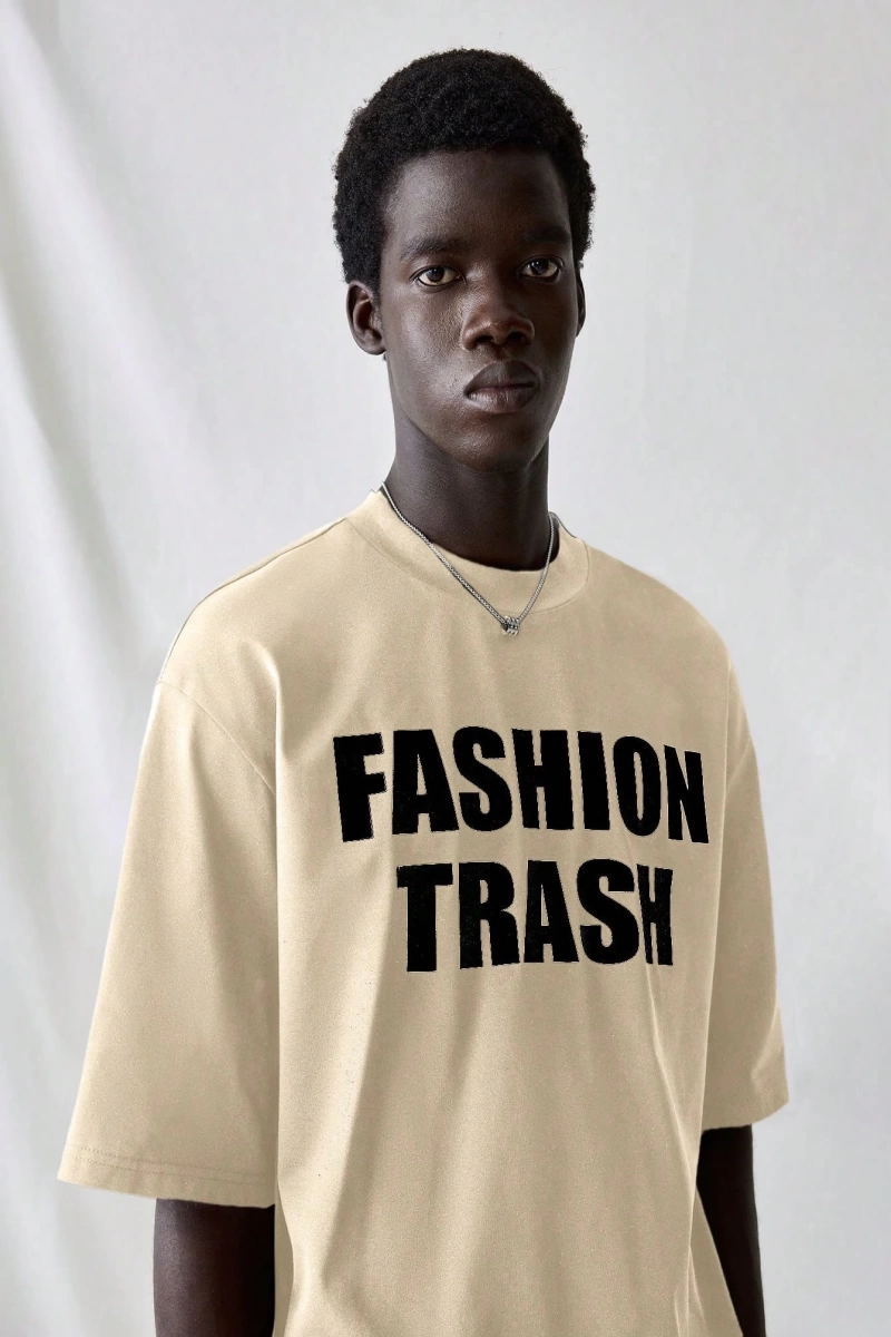 Erkek Modası Rahat Moda Kentsel İngilizce Harf Metin Grafik Baskı Bol Kesim Kısa Kollu