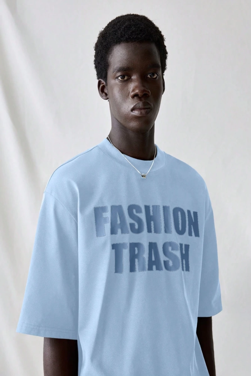 Erkek Modası Rahat Moda Kentsel İngilizce Harf Metin Grafik Baskı Bol Kesim Kısa Kollu