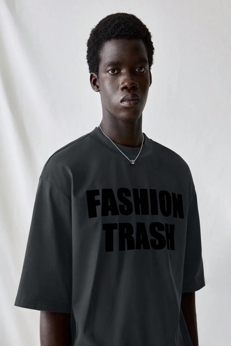 Erkek Modası Rahat Moda Kentsel İngilizce Harf Metin Grafik Baskı Bol Kesim Kısa Kollu