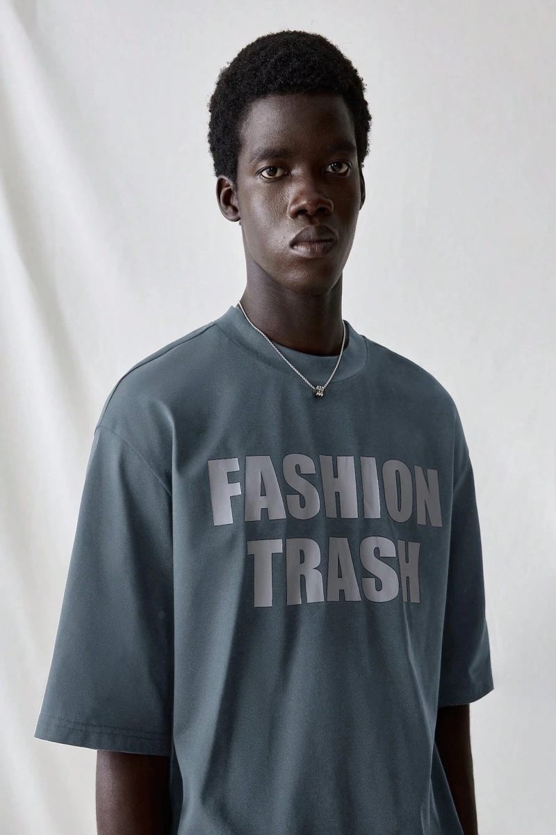 Erkek Modası Rahat Moda Kentsel İngilizce Harf Metin Grafik Baskı Bol Kesim Kısa Kollu