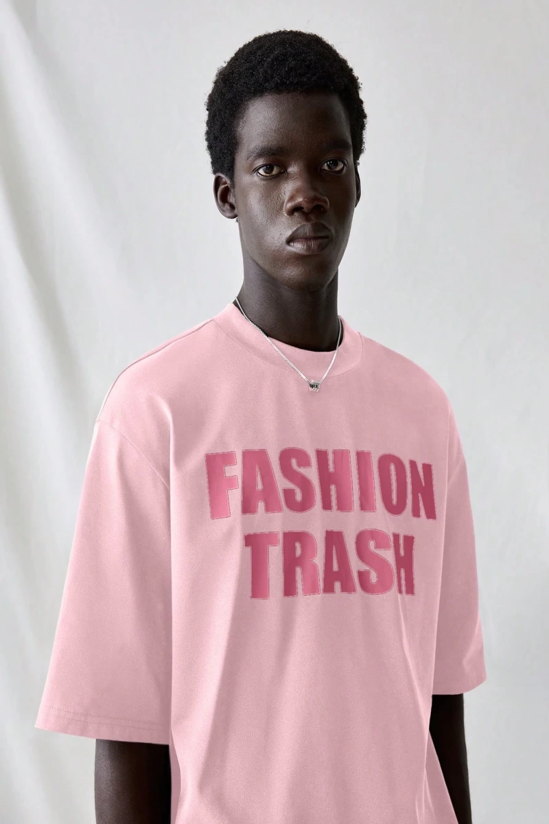Erkek Modası Rahat Moda Kentsel İngilizce Harf Metin Grafik Baskı Bol Kesim Kısa Kollu