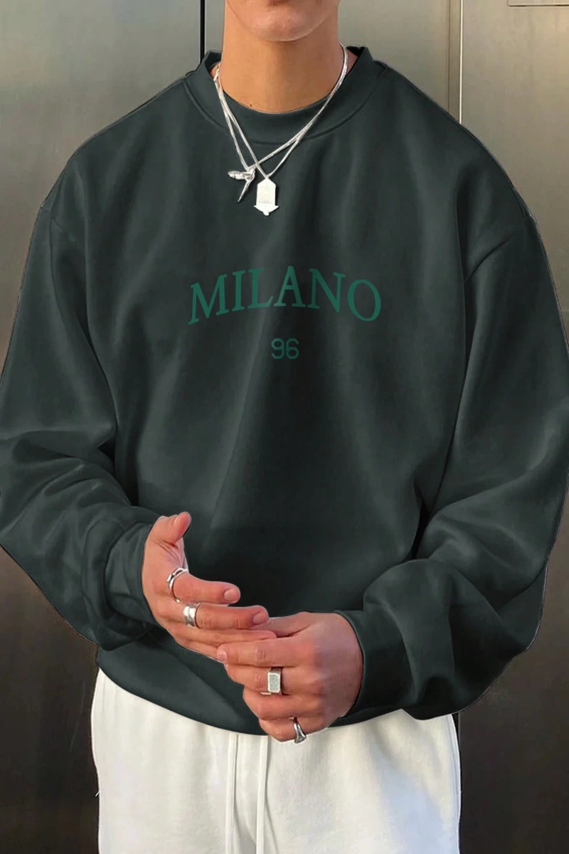 Erkek Modası Yaratıcı Tasarım Grafik Harf ve Baskılar Günlük Spor Kazak Sweatshirt