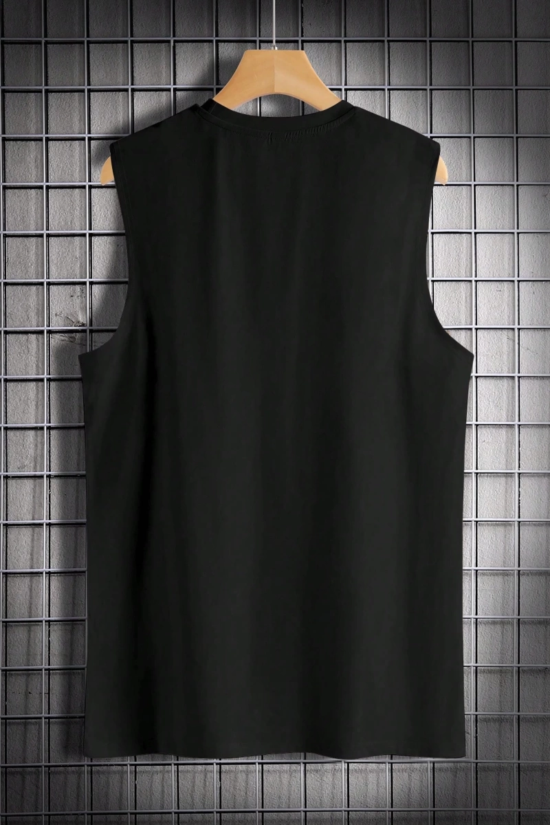 Erkek Numara Baskılı Yuvarlak Yaka Rahat Çok Yönlü Tank Top